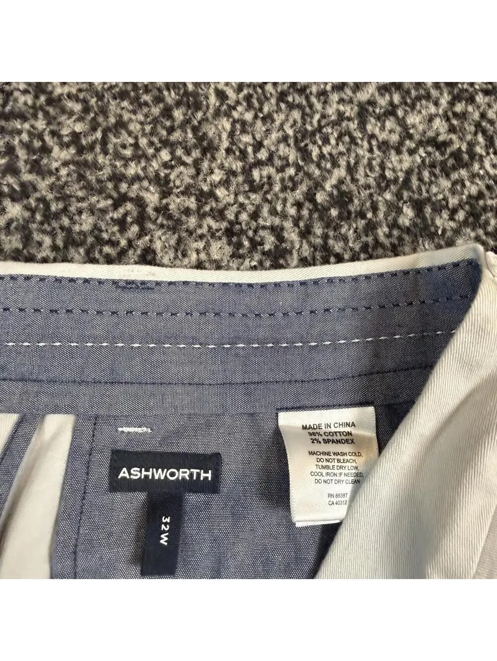 Ashworth Men's 32W Golf Shorts White Cotton & Spandex
